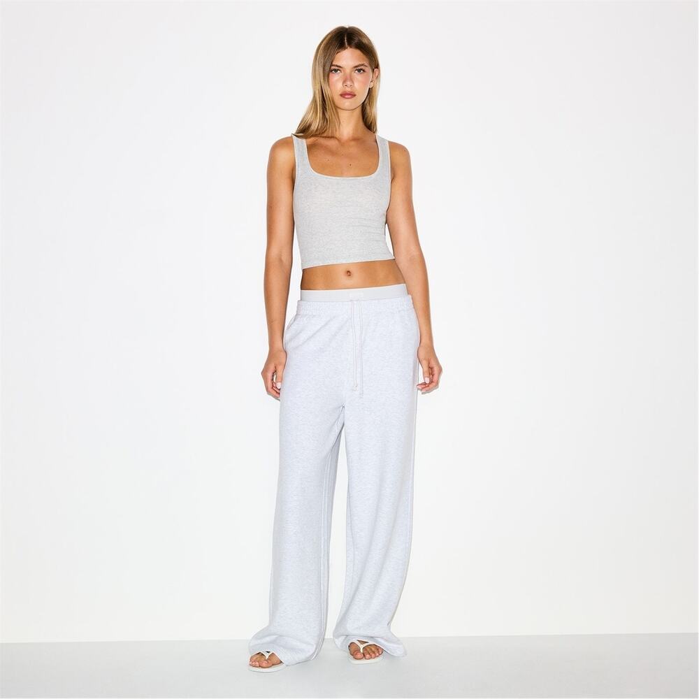 SKIMS COTTON FLEECE Exposed Boxer Pant - Light Heather Grey Size XL NWT #1662